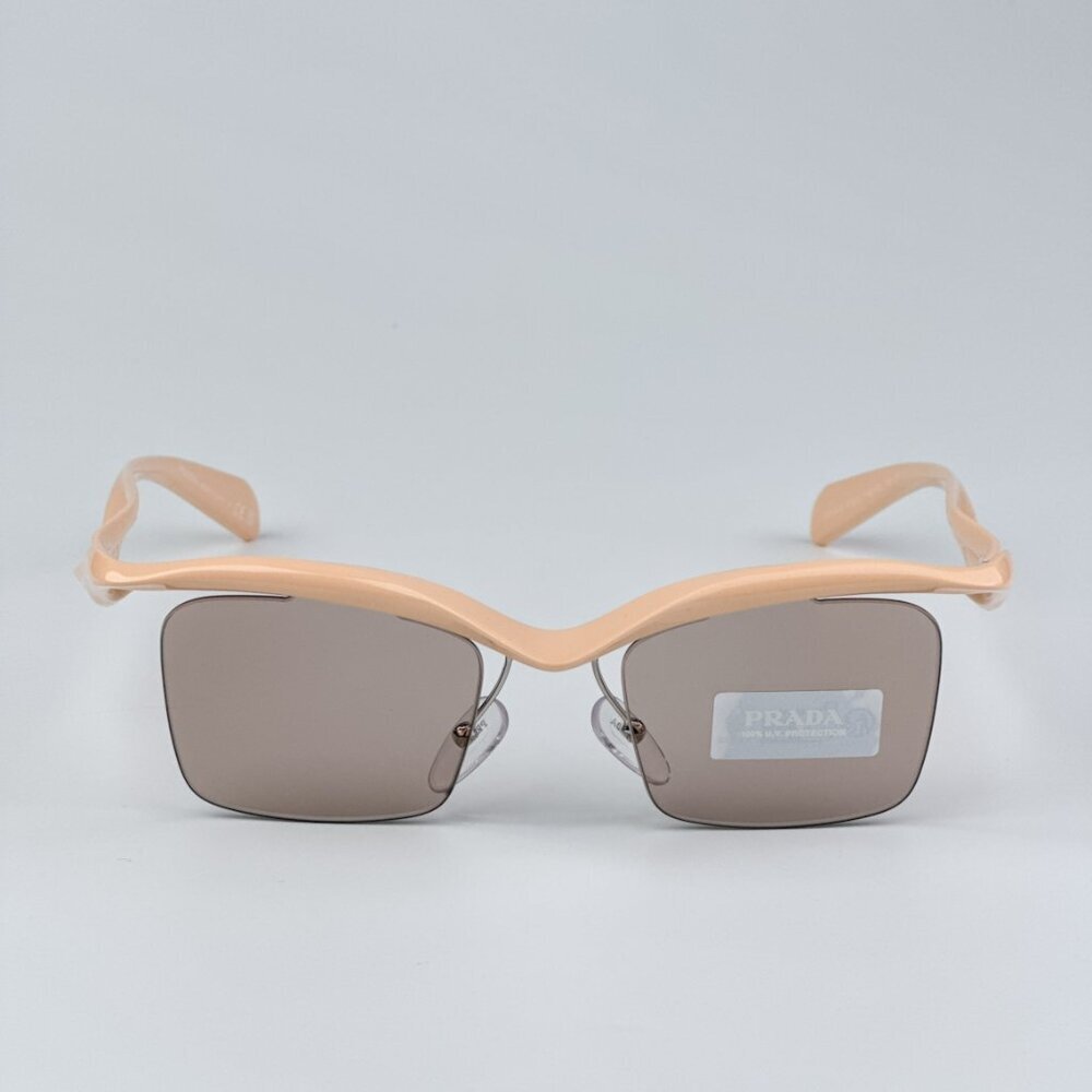 Prada PRA15S 18Q4I2 BRAND NEW Sunglasses Peach Light Brown Rectangle Unisex - Picture 6 of 14